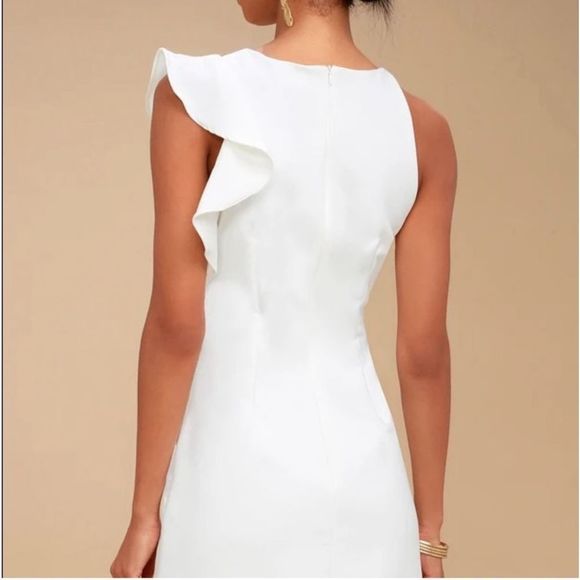 Lulu’s Dinah White One-Shoulder Dress M - Picture 3 of 12